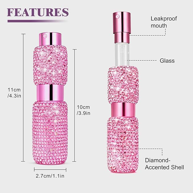 Portable 8ML Perfume Travel Refillable Bottle, Travel Size Perfume Refill Atomizer Bottle,Mini Spray Bottle Empty for Refill