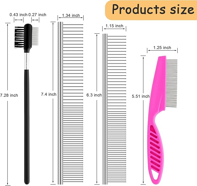 10 Pack Tick Flea Comb for Dogs, Tear Stain Remover Combs Dog Grooming Combs, Cat Comb for Removing Tangles and Knots, Tick Removal Tool for Small Dogs, Cats and Other Pets