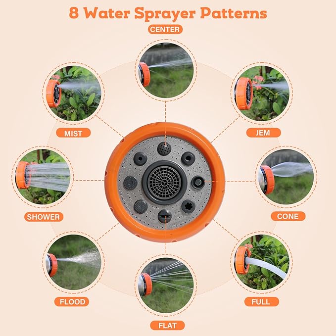 Kamirola Upgrade Dog Washing Hose Attachment,Dog Wash Supplies with 2 type Dog Bath Brush, Dog Comb and Toothbursh, 8 Way Spray Pattern Garden Hose Nozzle with Soap Dispenser, Car Washing Mitt