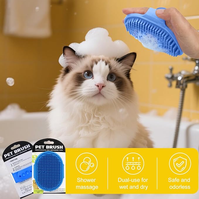 3-Pack Electrostatic Pet Hair Removal Gloves ,Magic Brush for Cats & Dogs,Dog Cat Hair Remover Gloves for Couch, Furniture, Carpet, Car Seat, Laundry - Reusable & Washable(2-Pack Gloves + 1 Brush)