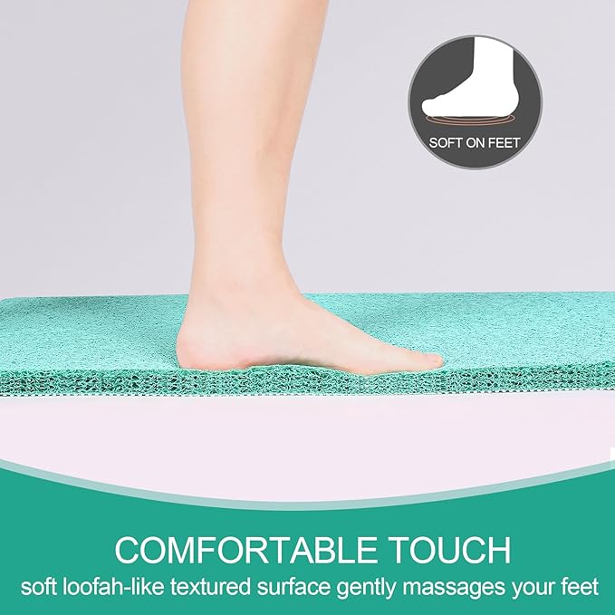 Joyhalo Shower Mats for Showers Anti Slip for Elderly, 24'' x 24'' Non Slip Bath Mat for Inside Shower, Bath Tub Mats for Bathroom Non Slip for Shower, PVC Loofah Bathroom Mats, Aqua