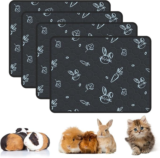 4-Pack Guinea Pig Cage Liner Washable, 18in x 24in Ultra-Absorbent Guinea Pig Bedding for Cage Non-Slip Leak-Proof Pee Pads for Dogs Rabbit Bunny Cat Litter Mat, Navy