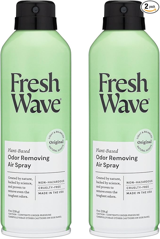 Fresh Wave Odor Eliminator Spray & Air Freshener, 8 oz. | Pack of 2 | Non-Aerosol, Fine Mist | Odor Absorbers | Safer Odor Relief | Natural Plant-Based Odor Eliminator | For Furniture, Fabrics & Trash