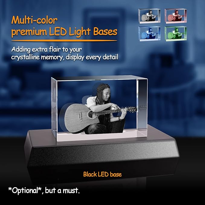 3D Crystal Photo, Personalized Gifts with Your Own Photo for Fathers Day. Customized Gift for Birthday, Wedding, Anniversary, Memorial, Mother’s Day