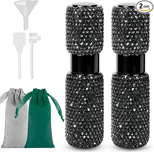 Portable 8ML Perfume Travel Refillable Bottle, Travel Size Perfume Refill Atomizer Bottle,Mini Spray Bottle Empty for Refill(Black 2PCS)