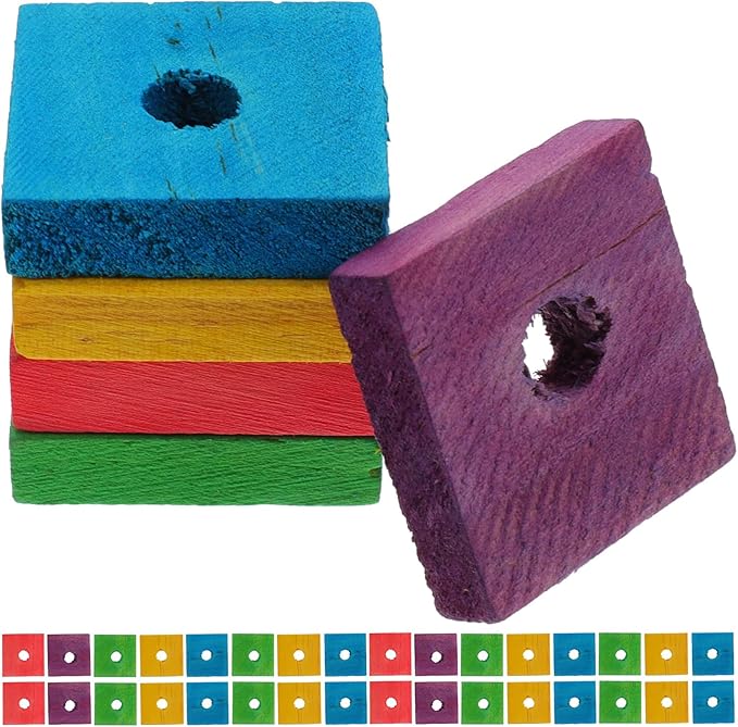 100pcs Bite Toy Wood Pieces for Pets Assorted Color Chew Toys Perfect for Birds and Small Animals