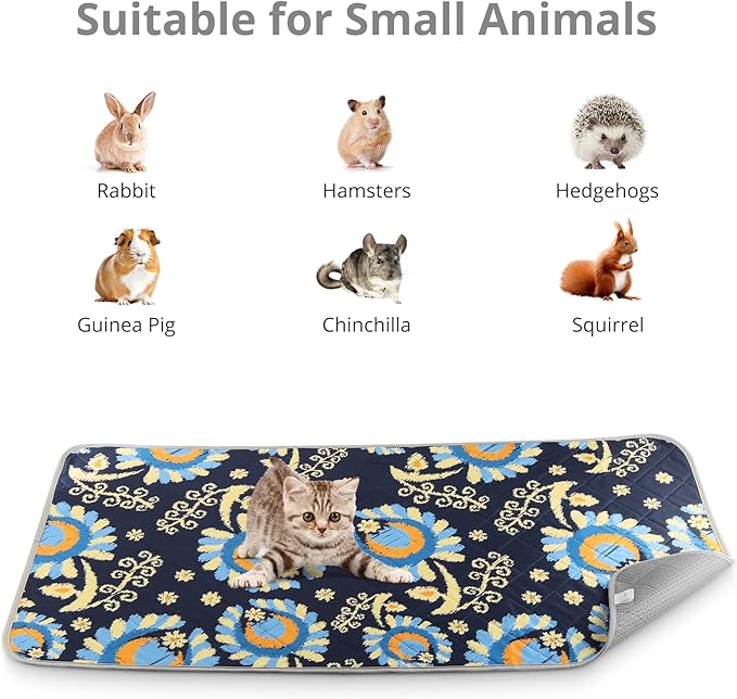 Tanice Guinea Pig Cage Liner, 2 Pack Guinea Pig Mats, Reusable Rabbit Cage Liner, Washable Guinea Pig Pee Pads for Small Animals 48" X 24"