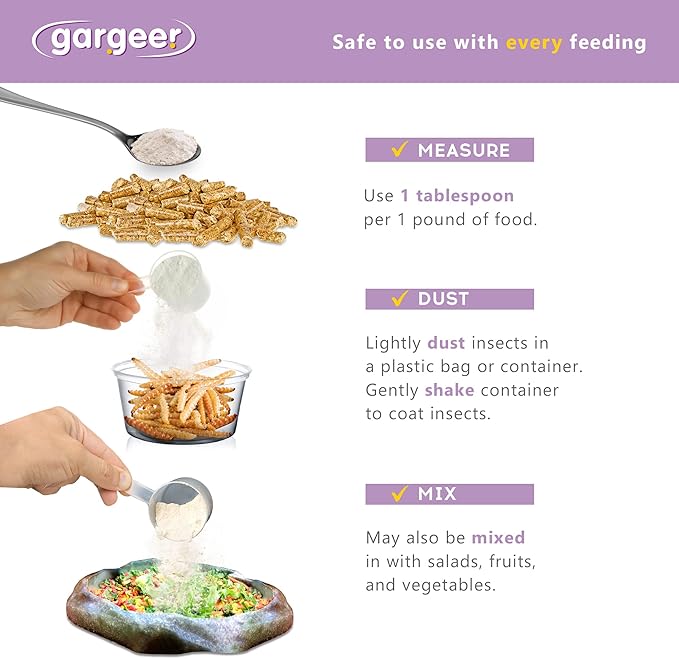 4oz Gecko Calcium without Vitamin D3, Phosphorus-free, Ultrafine Powder. Ready to Use Supplement for Geckos & Fruit-Eating Reptiles. Flavored with Real Organic Tropical Fruits. Made in the USA