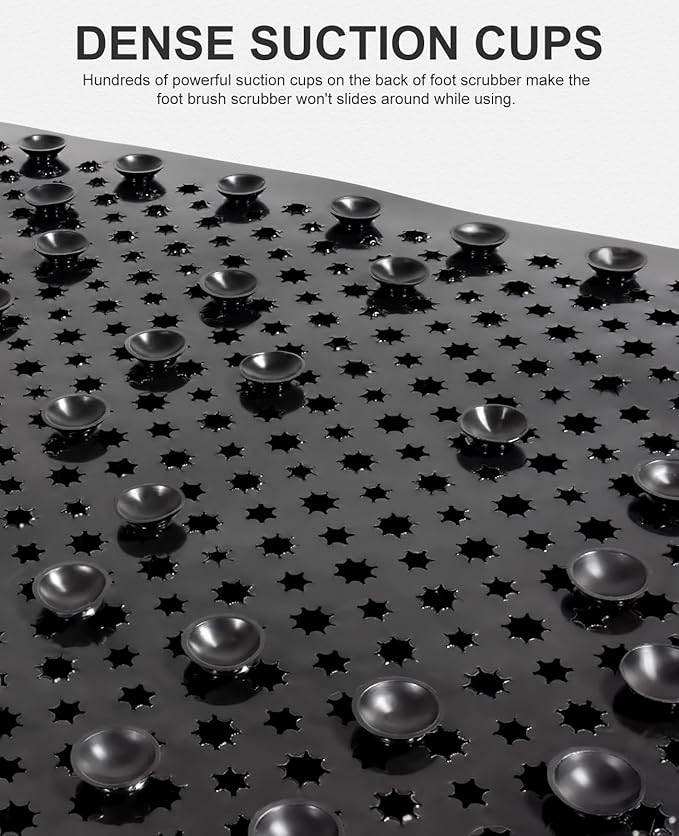 OTHWAY Non Slip Grassy Bathtub Mat : 25.6X13.4 inches Sturdy But Soft Bath Mat_Quick Drain Shower Floor Mat with Soft Bristles for Scrubbing Feet (Black)