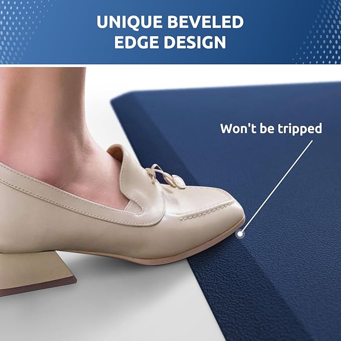 KitchenClouds Kitchen Mat Cushioned Anti Fatigue Rug 17.3"x28" Waterproof Non Slip Standing Desk Mat Comfort Floor Mats for Kitchen House Sink Office (Blue)