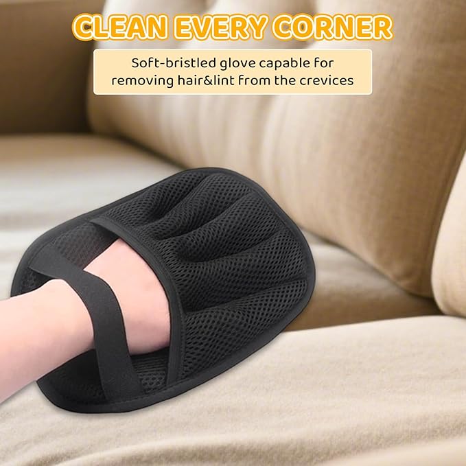 Pet Hair Removal Glove for Dogs & Cats, 2025 Newly Upgraded Five-Finger Electrostatic Pet Hair Gloves, Pet Hair Remover Tool for Clothing, Couch, Carpet, Car Seat（1 Pack Black）