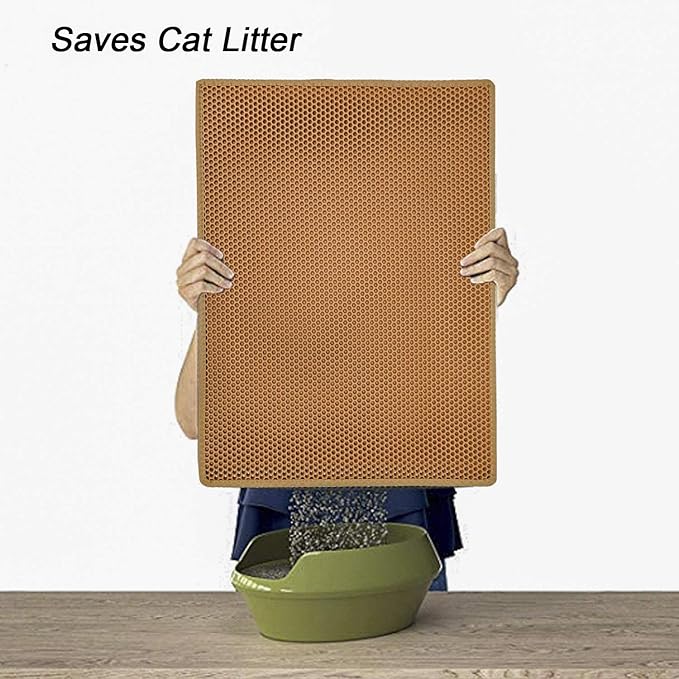 Pieviev Cat Litter Mat Double Layer Waterproof Urine Proof Trapping Mat 1 Pack (30''X24'', Brown)