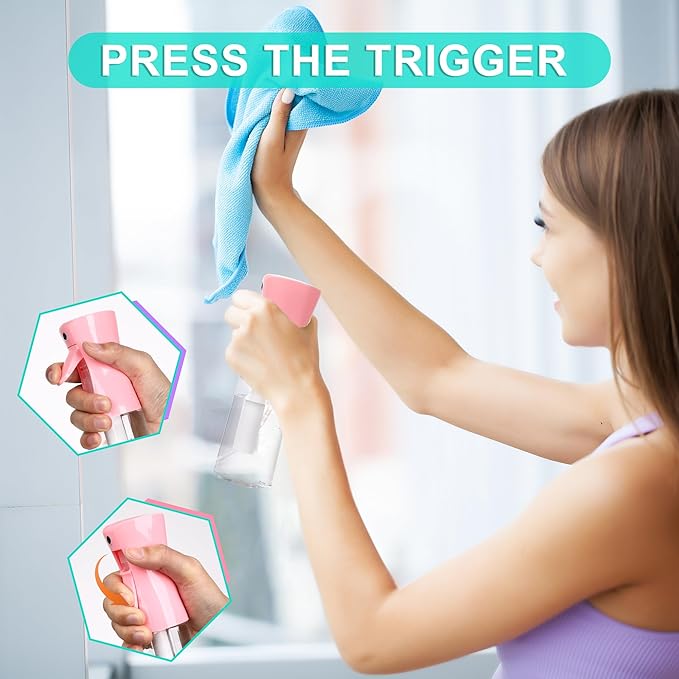 hair spray bottle, ultra-fine spray continuous spray bottle (200ml/6.8oz), used for hair design, vegetation, cleaning and skin care - empty, reusable (Pink)