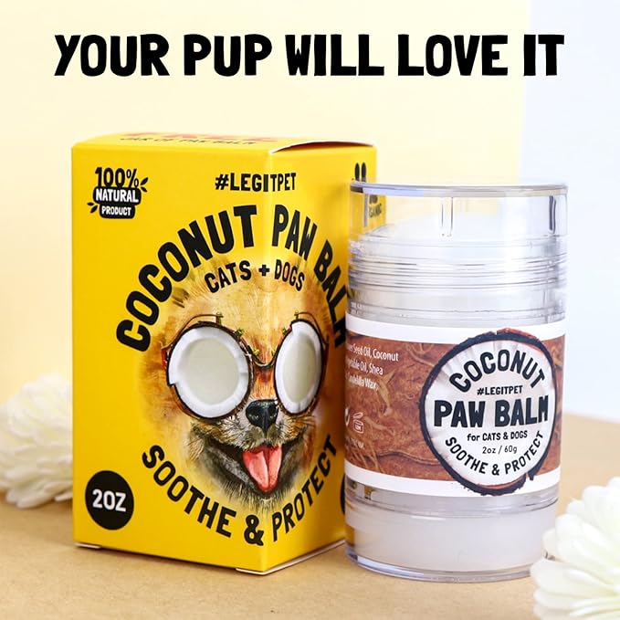 Dog Paw Balm Stick Wax Soother & Moisturizer Cream with Coconut Oil, Shea Butter & Beeswax Healing Protector for Cracked Dog Cat Paws, Snout & Elbows Snow & Dry Weather Protection Ointment Travel Pack