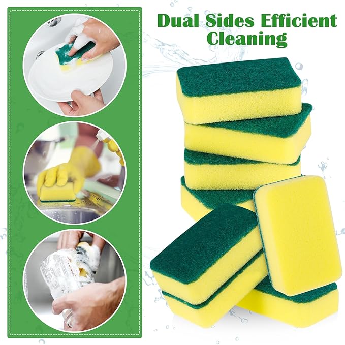 40 Pack Sponges Kitchen Cleaning Sponges Supplies Dish Sponge Cleaning Scrubber Scrub Scouring Pad Washing Dishes Brush Scrubbers Pads Bulk for Kitchen Home Bathroom Dishwashing Pots Pans (40)