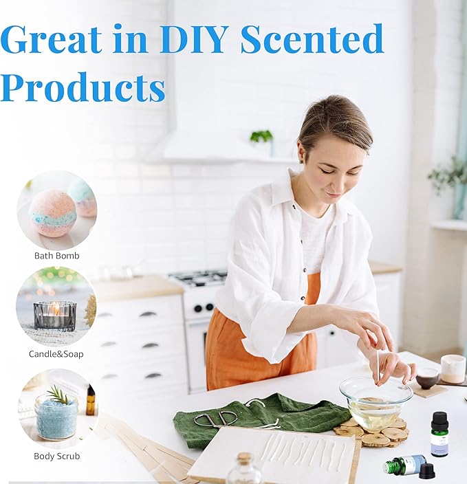 Fragrance Oil Set, MitFlor Clean Essential Oils for Diffusers for Home, 6 x10 ml, Fragrance Oil for Candle Soap Making, Aromatheraphy Oils Gift Set, Fresh Linen, Pure Soap and More Scents