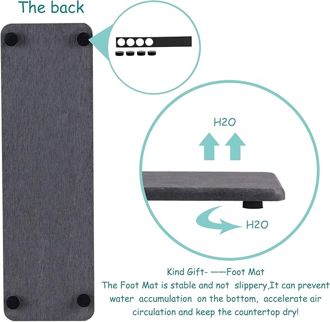 2 Pcs Water Absorbing Stone Trays, Kitchen/Bathroom Sink Soap Dish, Diatomite Tray Used for Hand Soap & Cosmetic Bottles in The Modern Home, 3.15" W x 10.2" L, Dark Gray