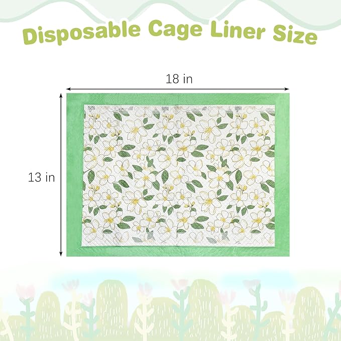 Fhiny 100 PCS Disposable Guinea Pig Cage Liner, 13'' x 18'' Super Absorbent Rabbit Pee Pads Odor Control Small Pet Cage Bedding Accessories for Rabbit Bunny Ferret Cat Puppy and Other Small Animals