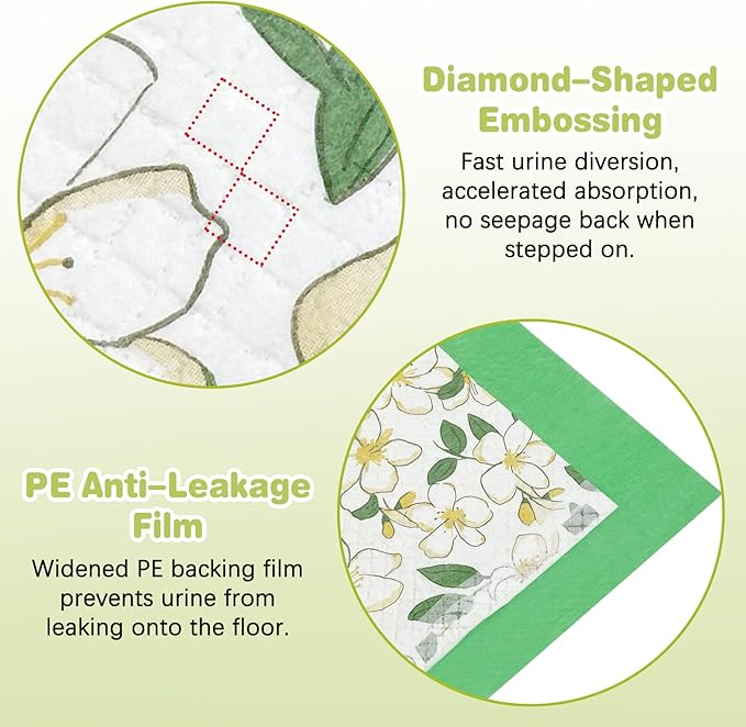 Fhiny 50 PCS Disposable Guinea Pig Cage Liner, 18'' x 24'' Super Absorbent Rabbit Pee Pads Odor Control Small Pet Cage Bedding Accessories for Rabbit Bunny Ferret Cat Puppy and Other Small Animals