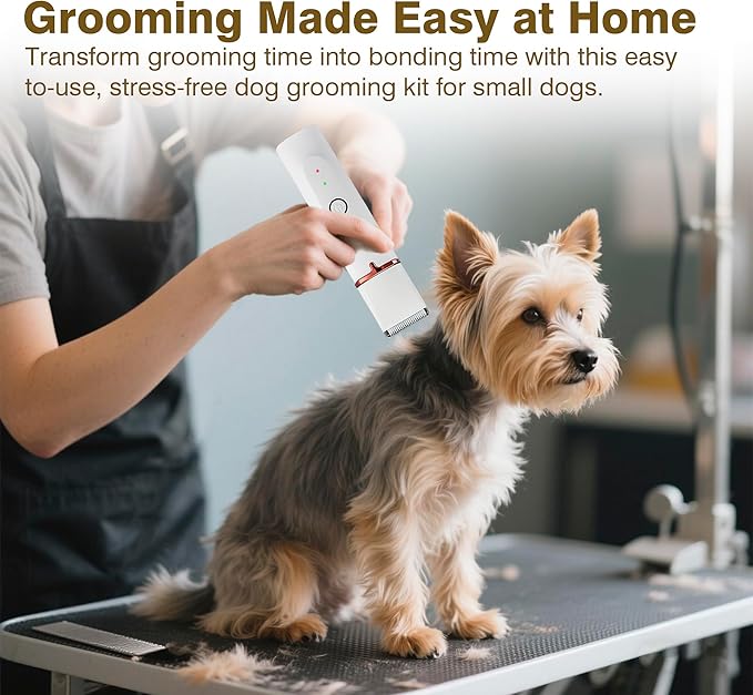 4-in-1 Dog Grooming Clippers Kit-Quiet Dog Nail Grinder & Paw Trimmer,USB-C Rechargeable Cordless Low Noise IPX4 Waterproof Pet Clippers for Small Dogs & Cats,6 Guide Combs