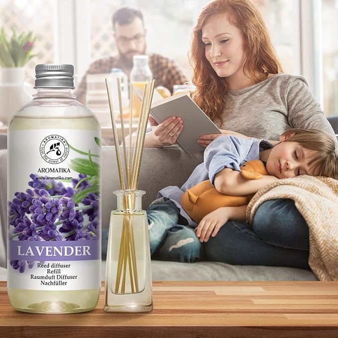Lavender Reed Diffuser Refill 17 Fl Oz - 500ml - Lavanda Refill - Wardrobe Freshener - Home Fragrance Oil - Air Freshener - Aromatherapy - Essential Lavender Oil Diffuser - Diffuser Refill