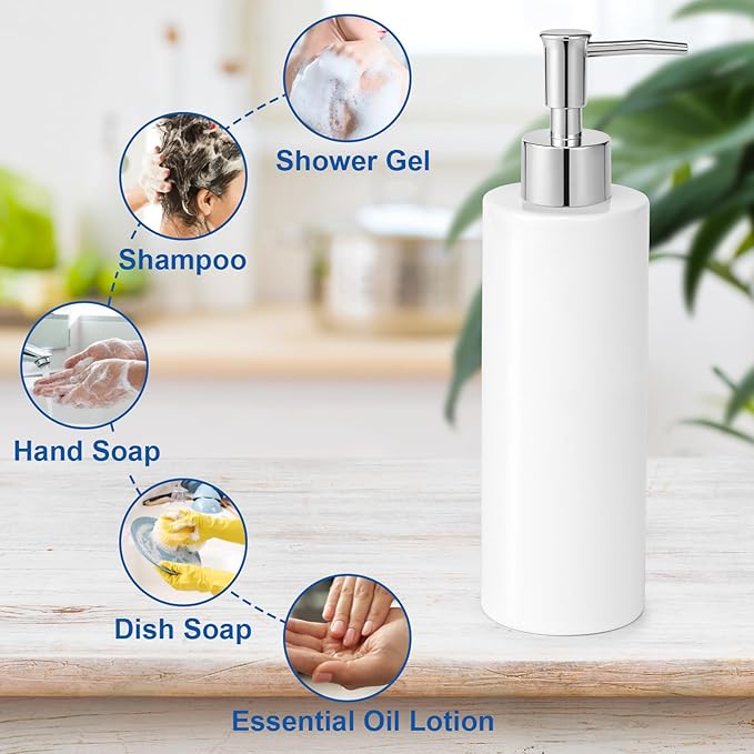 Ceramic Soap Dispenser 11.8oz Liquid Ceramic Soap Pump Dispenser for Bathroom, Refillable Dish Soap Dispenser for Kitchen