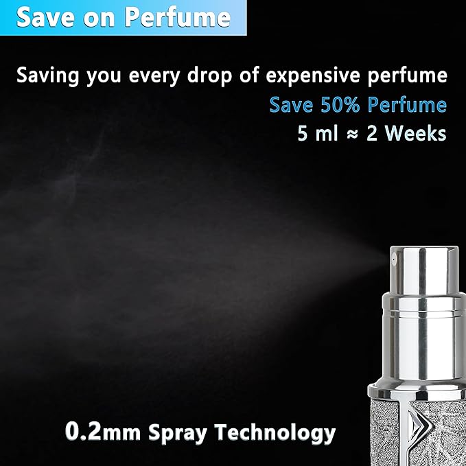 Refillable Travel Perfume Atomizer Bottle - 5ml Luxury Pocket Perfume Dispenser Pump, Travel Perfume Atomiser, Cologne Dispenser, Portable Size Sprayer Bottle for Traveling (Gray)