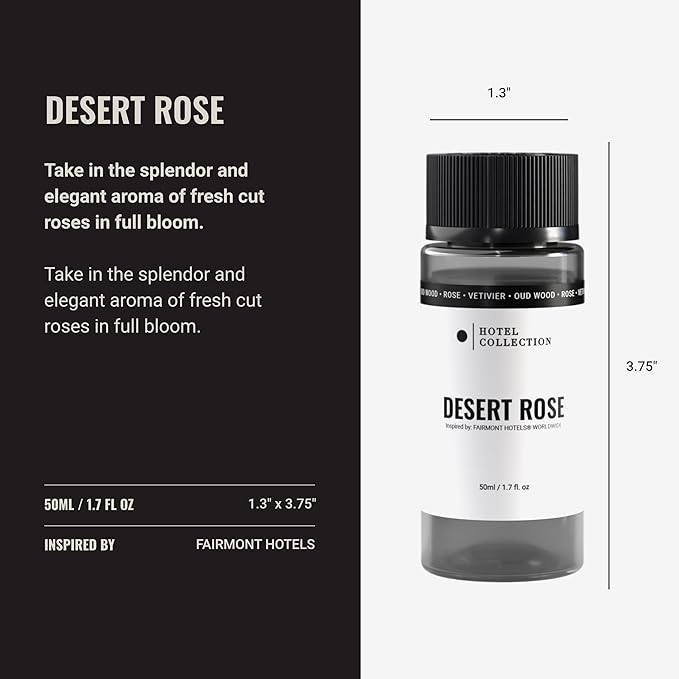 Hotel Collection Diffuser Oil - Desert Rose - Aromatherapy Essential Fragrance Oil - Floral Rose, Sweet Praline, Wood & Vetiver - 50mL 1.7 Fl oz