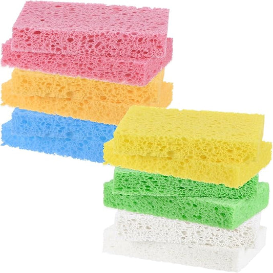 2-Set Kitchen Sponges, Condense Eco Cellulose Non-Scratch Scrub Heavy Sponge for Kitchen/Household/Bathroom, Clean Tough Messes Dish Scrubber [Multicolor]