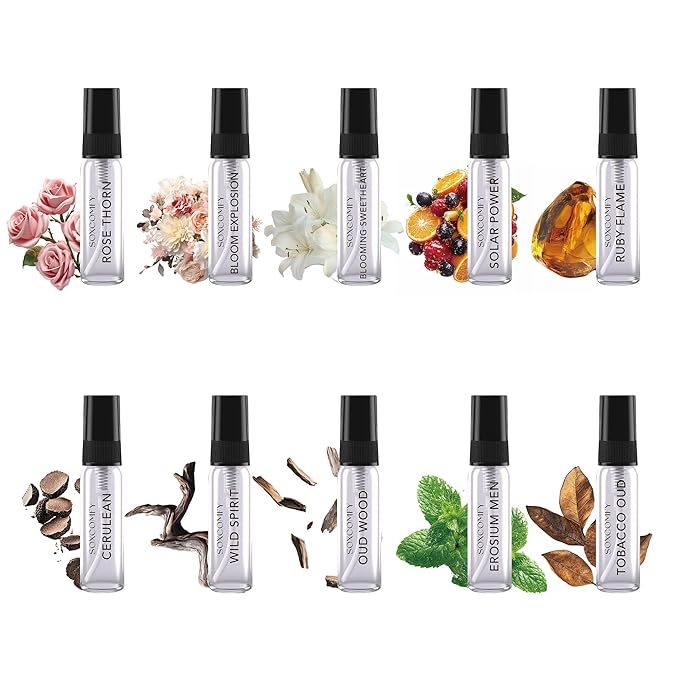 10 Scents Samples Mixed Men and Women Perfume Eau de Parfum Signature Long-Lasting Fragrance Date Night & Special Occasion 3.4OZ