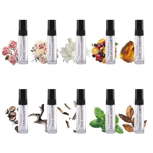 10 Scents Samples Mixed Men and Women Perfume Eau de Parfum Signature Long-Lasting Fragrance Date Night & Special Occasion 3.4OZ
