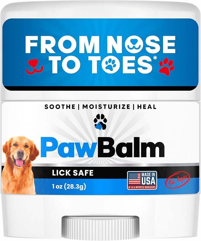 Lick Safe Dog Paw Pad Balm 1 Oz - Dog Nose Balm for Dry Nose - Safe Effective Paw Balm for Dogs to Fix Dry Cracked Paws - Dog Paw Protector from Heat, Sand, Snow - Easy to Use Paw Soother for Dogs