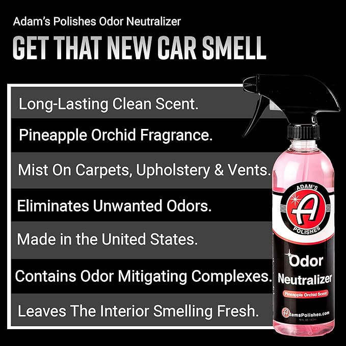 Adam's Polishes odor Neutralizer (Pineapple Orchid, 16 fl. oz) - Car Air Freshener Spray That Eliminates Harmful Odors from Car Interior Accessories, Leather, Carpet, Upholstery & Pet Odors