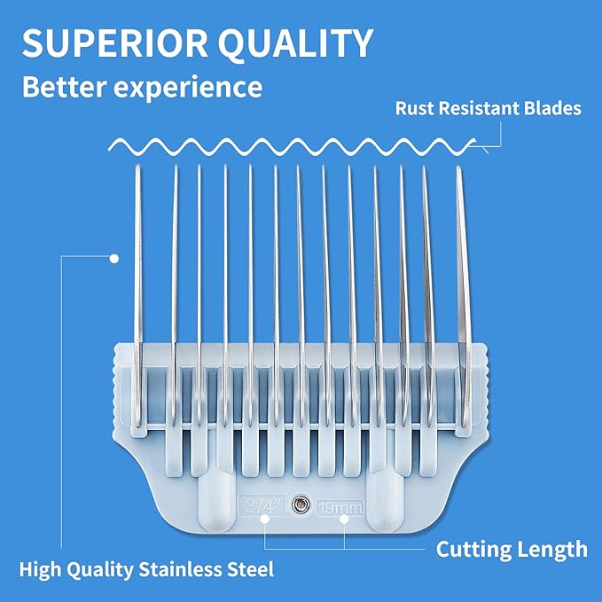 19MM 3/4Inch Pet Grooming Clipper Attachment Guard Comb, for Wide A5 Blades, Compatible with Andis, Conair, Wahl, Laube, Thrive, Bucchelli, or other A5 Series, Only Fit for 10W/15W/30W Wide Blade