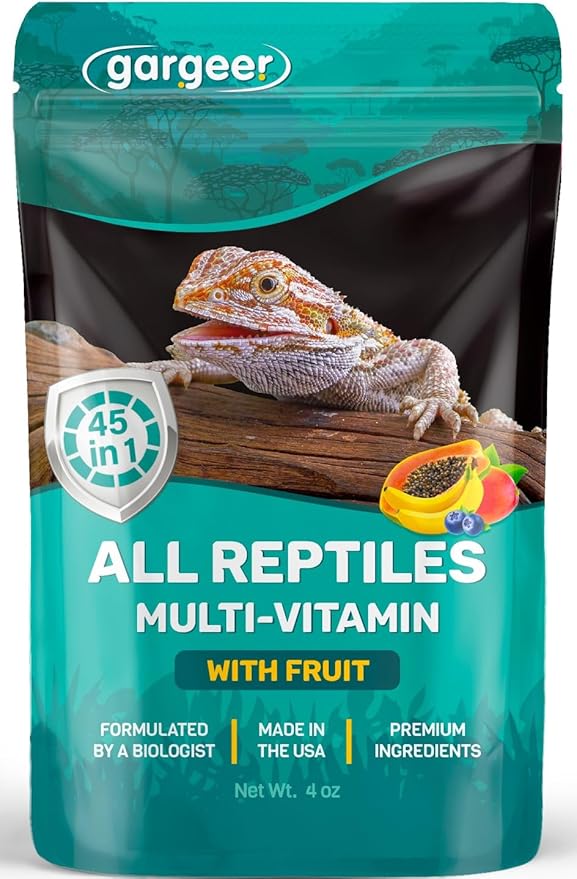 4oz Reptile Multi-Vitamin Supplement. Premium Ingredients, Rich with Organic Fruit, for Full Growth and Development Support. Boosted with Minerals and Amino Acids, Proudly Made in USA. Enjoy!