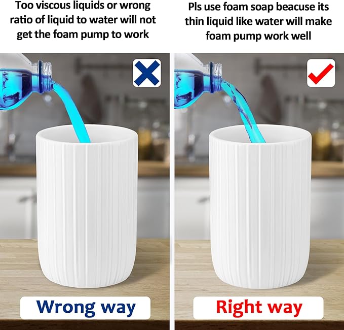 Soap Foaming Dispenser Ceramic with Easy-to-Press Pump Hand Foam Dispenser for Shampoo Bathroom Countertop 13.5 oz