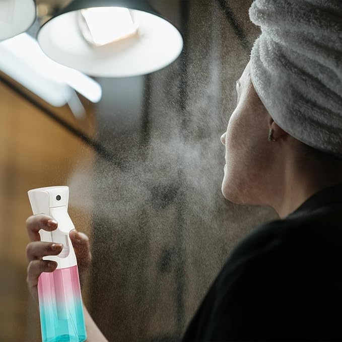 Continuous Mist Spray Bottle for Hair, Face & Plants (6.8oz/200ml) - Ultra Fine Travel-Size Water Mister for Salons, Cleaning, Pets & Skincare Leakproof Design