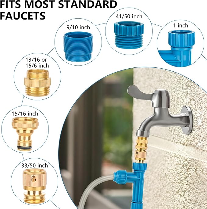 fishkeeper 50FT Aquarium Gravel Vacuum Water Changer - Flow Adjustable Faucet Universal Siphon Quick Pump with 6 Adapters, Bucket-Free Fish Tank Cleaning Tools for Drain & Fill (2025 New)