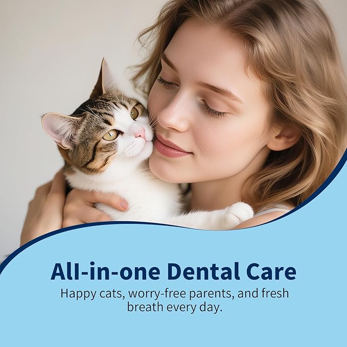 Cat Dental Care Kit – Tuna Flavor Toothpaste 1.06 oz with Toothbrush & Finger Brush | Gentle Formula, Fresh Breath & Plaque Control