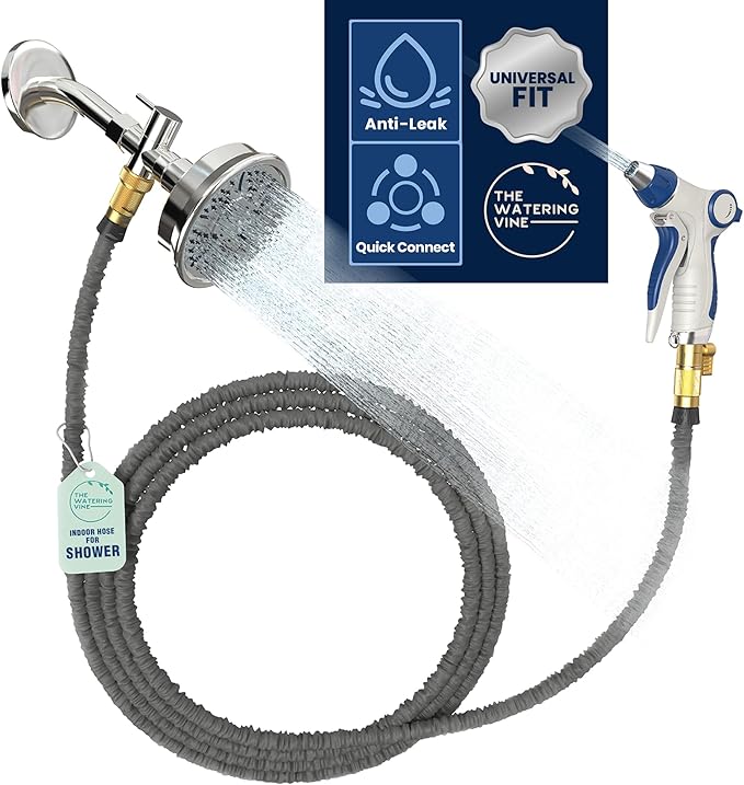 Indoor Hose Attachment with Handheld Sprayer for Dog Washing, Plant Watering, and Cleaning (50 FT) Long Hose with Universal Shower Head Adapter and Dog Shower Attachment