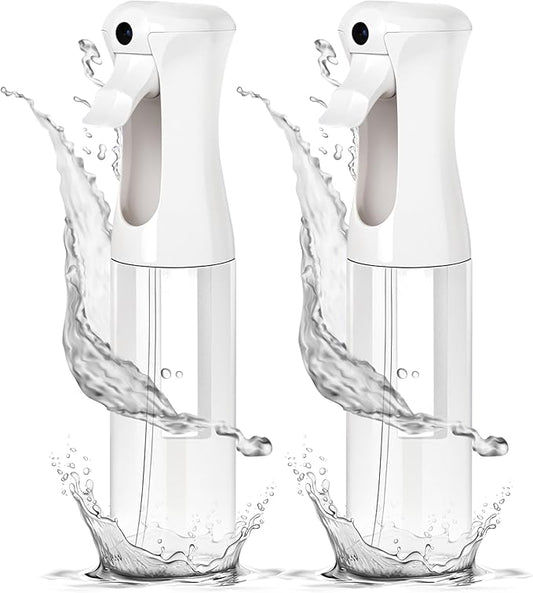 Aquableu Spray Bottle for Hair – Continuous Mist Spray Bottle for Hair Care, Styling, Cleaning, Plants, Pets & Essential Oils (Pack of 2 - Clear, 10oz)