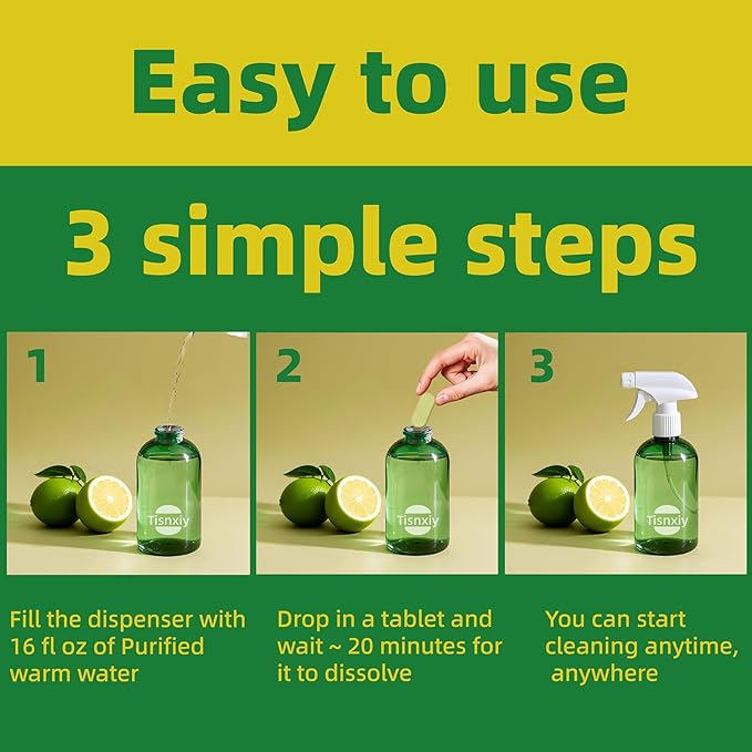 Multi-Surface Cleaner Refill Tablets - 12 Count- 192 fl oz total (12x 16 fl oz) - All Purpose Cleaner Refill Tablets - For household and kitchen spray cleaners - Fresh Lemon Scent