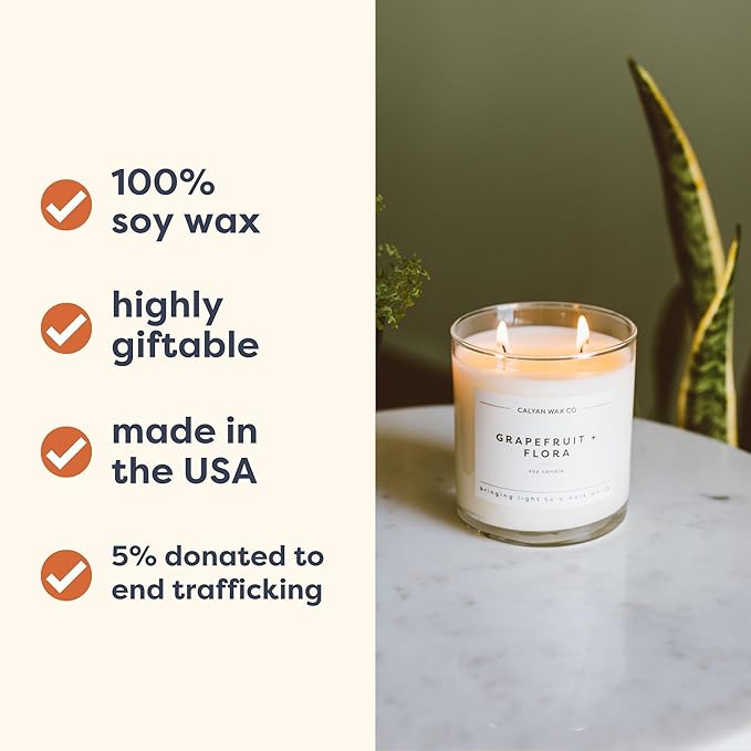 Calyan Wax Co. 2 Wick Candle, Home + Holiday Scented Candle, 37 Hour Burn Time, Aromatherapy Soy Candles, Non Toxic & Vegan Soy Wax, Glass Tumbler Scented Candles, 8.8oz