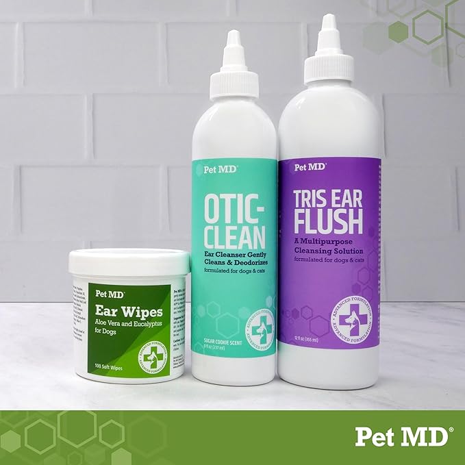 Pet MD Veterinary Tris Flush Cat & Dog Ear Cleaner - Dog Ear Flush - 12 oz