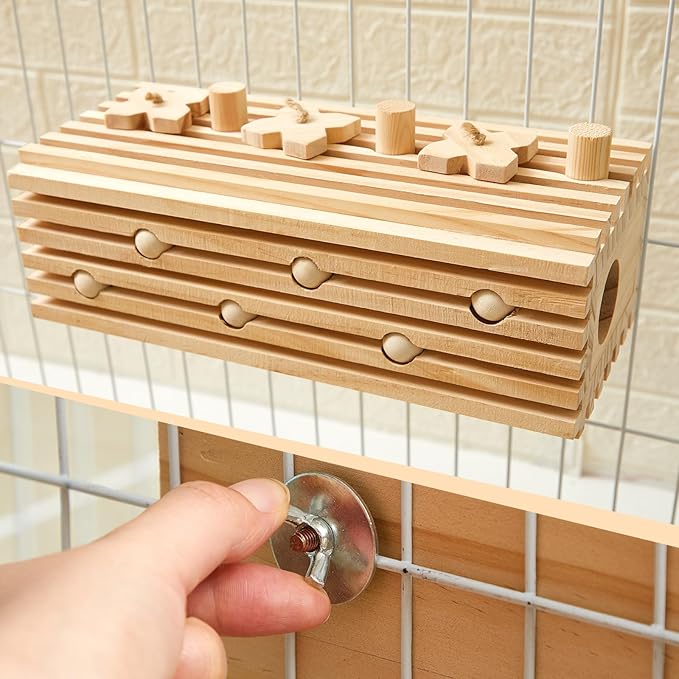 12 x 5 x 4 Inches Extra Large Macaw Toys Bird Parrot Toy Activity Block Multicolored Natural Wooden Parrot Cage Chewing Toys for Large Medium Macaws Bird Activity Block