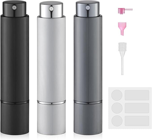 Travel Perfume Bottle Refillable - Cologne Spray Atomizer Mini - Small Travel Size Sprayer Empty for Refill Sample Container - Portable Fragrance Decant Dispenser for Men Women 3PCS 8ml Grey