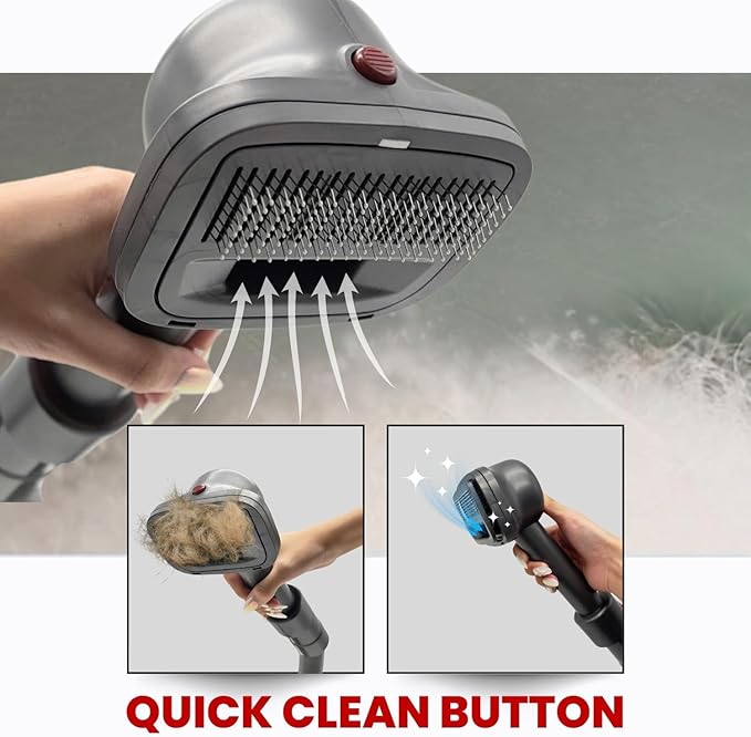 1.25" Pet Hair Grooming Brush Vacuum Attachment for Dogs Cats with Vacuum Extension Hose (Up to 138" Long) – Compatible with Most Standard Vacuum Cleaners with 1-1/4" (32mm) Outer Diameter Hoses