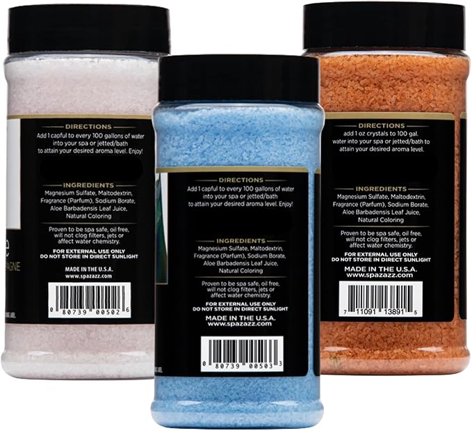 Romantic Couples Spa Gift Set – Spazazz Aromatherapy Bath Salts 3-Pack (17oz Each) – Passion, Romance & Bottoms Up – Sensual Bath & Hot Tub Soak for Valentine’s or Anniversary