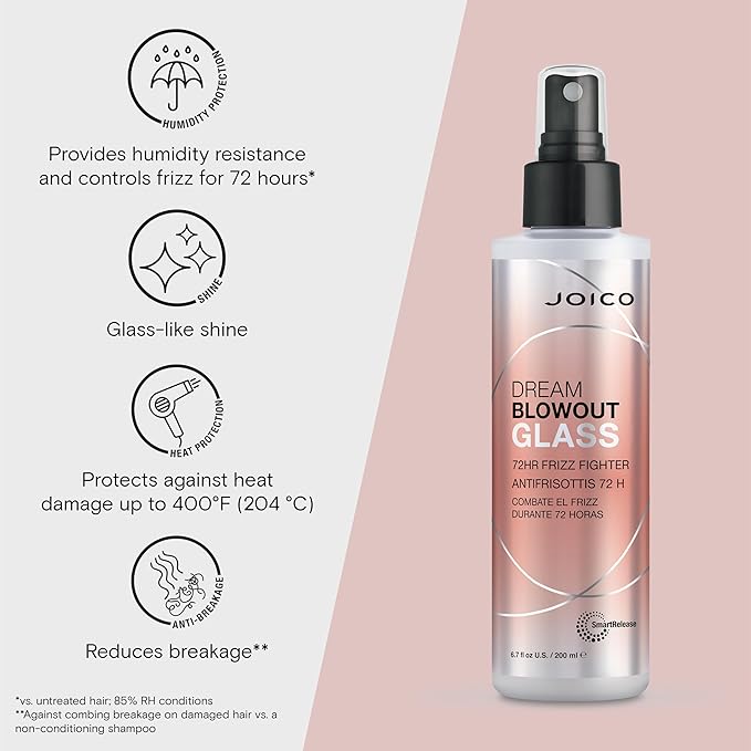 Joico Dream Blowout Glass 72-Hour Frizz Fighter | Humidity Control | Glass-Like Shine | Hydrate & Smooth | For Most Hair Types | 6.7 Fl Oz
