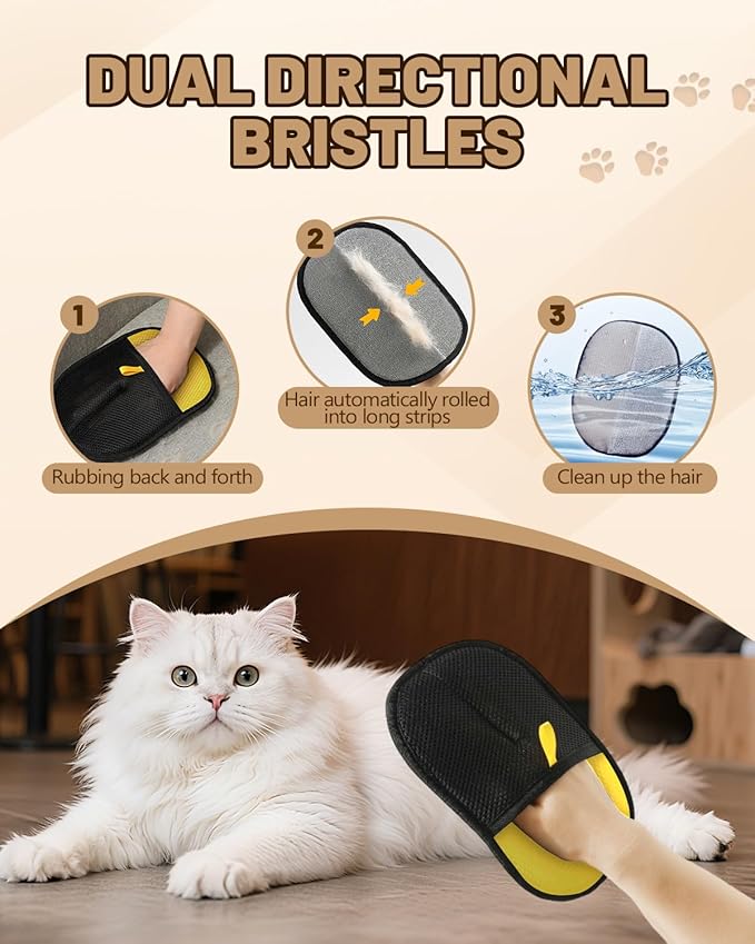 2Pcs Electrostatic Pet Hair Remover Glove for Dogs & Cats Newly Upgraded 2-in-1 Reusable Electrostatic Pet Hair Remover Tool Multipurpose Grooming and Massage Gloves for Clothing Couch Carpet Car Seat